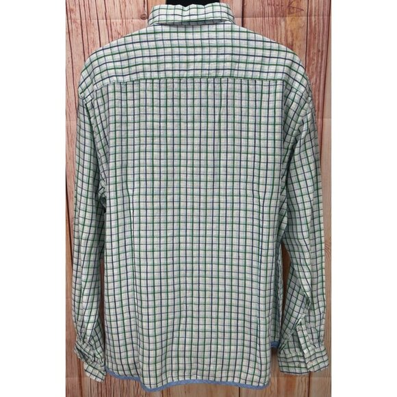 Report Collection Mens Plaid Linen Shirt XL NWT New Blue-Green Check - Picture 2 of 7